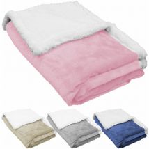 Lot de 5 couvertures, plaids polaires pour enfant 75 x 100 cm en flanelle et sherpa ultra doux - Rose Monsieur Bébé