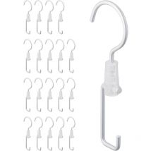 Lot de 20 crochets carrés et ronds pour dressing, accroches casquettes et bonnets, crochet à vêtement, argenté - Relaxdays