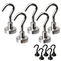 Lot de 5 crochets magnétiques anti-rouille diamètre 3 mm - KN16 - Chromé Linxor