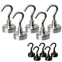 Linxor - Lot de 5 crochets magnétiques anti-rouille diamètre 3 mm - KN20 - Chromé