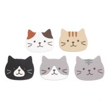 Lot de 5 dessous de verre en silicone mignons avec motif de chat mignon, dessous de verre décoratifs, dessous de verre antidérapants et lavables pour