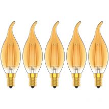 Lot de 5 Dimmable 4W Ampoule a Filament Vintage E14 led Blanc Chaud 2700K 30W Ampoules à incandescence équivalent 300LM ac 220V