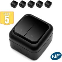 Lot de 5 Double va et vient étanche IP54 - Viko by Panasonic - Noir - NF