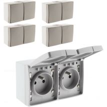 Lot de 5 Doubles Prises 16A 2P+T étanche - IP55 Orok