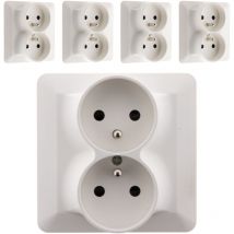 Artezo - Lot de 5 doubles prises 2P+T 16A monoposte Blanc