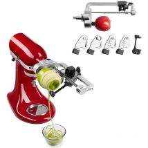 Coocheer - Lot de 5 éplucheurs de fruits, pour accessoire KitchenAid Spiralizer Plus avec coque, noyau et tranche, argent