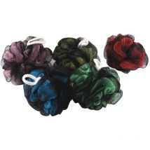 Lot de 5 éponges de bain en maille pour boule de bain, luffa, grande boule de douche exfoliante en maille