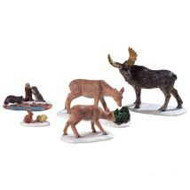 Lot de 5 figurines d'animaux sauvages décoratifs Lemax