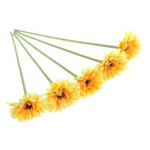 Lot de 5 fleurs artificielles de marguerite Gerbera pour décoration de mariage ou de maison (jaune)