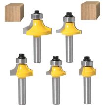 Lot de 5 Fraise à arrondir de 8 mm Queue Arrondi Coin Rayon Fraises Rondes Routeur Bits Round Over and Beading Edging Router Bit Avec Roulement Pour