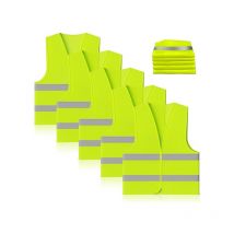 Lot de 5 Gilet Haute Visibilité, Gilets Haute Vêtements De Travail Respirants, Gilet De Sécurité Haute avec des Bandes Réfléchissantes, Convient à