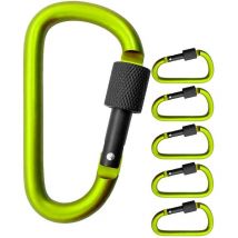 Lot de 5 grands mousquetons à vis pour fixation d'équipement, aluminium, 8 cm, vert clair, noir, lot de 5.