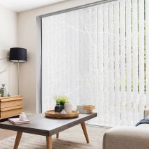 Lot de 5 lamelles verticales 89mm tamisantes motif arbre pour store californien - Blanc - L8,9 x H280cm
