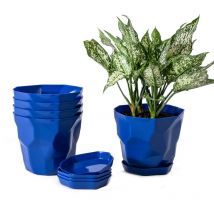 Lot de 5 mini pots de fleurs en plastique avec plateau pour plantes, fleurs, plantes succulentes, pots de démarrage de graines