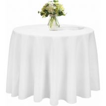 Lot de 5 Nappe Ronde 230cm Blanche Nappe Mariage en Polyester Infroissable Décoration de Table pour Réception Anniversaire Banquet