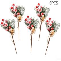 Lot de 5 ou 10 branches de pin artificielles pour décoration de Noël, houx, branches de Noël