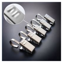 Lot de 5 pinces à rideaux Clips en métal pour draperie avec crochet pour rideau de douche Clips en métal pour rideau de douche Argent