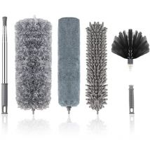 Start - Lot De 5 Plumeaux En Microfibre Avec Poteau D'Extension En Acier Inoxydable, Plumeau Telescopique Pliable Et Lavable Pour Nettoyer Les