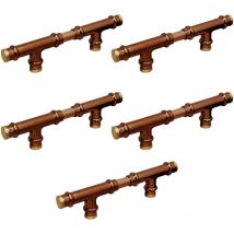 Arcanaute - Lot de 5 - Poignée Matière Cuivre Laiton Rétro Té Entraxe 96 mm Ø12