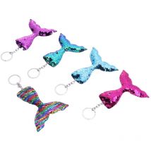 Lot de 5 porte-clés pendentif sirène, cadeau créatif, anneau, décoration de voiture, sac à dos