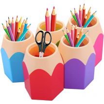 Lot de 5 pots à crayons de couleurs assorties, vase à stylos, porte-crayons, porte-pinceaux de maquillage, organisateur de bureau