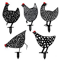 Foziy - Lot de 5 poules réalistes - Décoration de jardin - Décoration en forme de poulet - Silhouette de cour Pour pelouse, chemin, trottoir, jardin