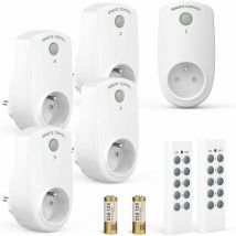 Moonstars - tonchean Télécommande et émetteur mural pour motorisations,Lot de 5 Prise Programmable Électrique, Prise Télécommandée sans Fil avec 2