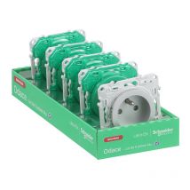 Lot de 5 prises 2P+T (sans plaque) - Odace - Aluminium - Schneider