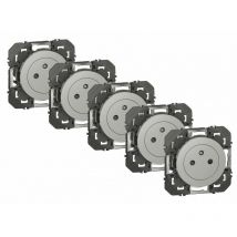 Legrand - Lot de 5 prises avec terre Dooxie aluminium
