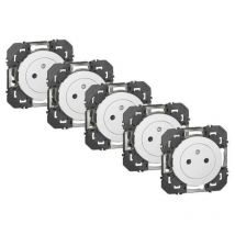 LEGRAND Lot de 5 prises avec terre Dooxie, LEGRAND, blanc