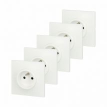 Lot de 5 prises avec terre Neptune, blanc - Legrand