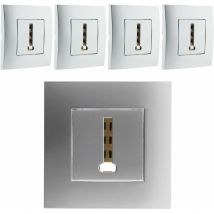 Simplea - Lot de 5 prises tel. 8 plots montés module large Silver