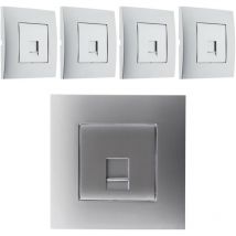 Simplea - Lot de 5 prises tel. rj 45 cat.5 montés module large - Silver