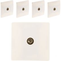 Lot de 5 prises tv Ø9,52 vis + griffes Blanc Diwone