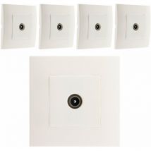 Lot de 5 prises TV montés module large - Blanc - Simplea