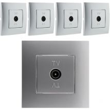 Lot de 5 prises tv montés module large - Silver Simplea