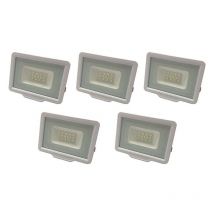 Lot de 5 projecteurs led 10W (50W) Blanc Étanche IP65 800lm - Blanc du Jour 6000K