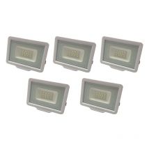 Optonica - Lot de 5 Projecteurs led Blancs 30W (160W) Étanche IP65 2400lm - Blanc du Jour 6000K