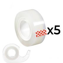 Lot de 5 rouleaux de ruban adhésif transparent (15mm x 10m) + 1 distributeur edm