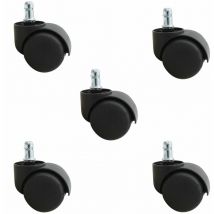 Vivezen - Lot De 5 Roulettes Pivotantes Pour Tabouret Ou Chaise De Bureau - Noir