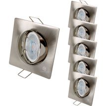 Lampesecoenergie - Lot de 5 Spot led carré 230v alu brossé 38° led blanc neutre