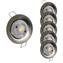 Lampesecoenergie - Lot de 5 Spot led fixe complet alu brossé 38° blanc neutre