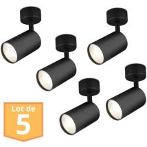 Braytron - Lot de 5 Spots de plafond orientables noir GU10 35W