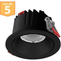 Braytron - Lot de 5 spots led Encastrables Noir 10W 3en1 IP20
