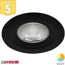Braytron - Lot de 5 spots led encastrables étanches 3en1 rond noir 7W IP54