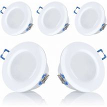 Beijiyi - Lot de 5 spots led, encastrables, pour salle de bain, IP44, 230 v, ultra plats, 5 w, disponibles en blanc chaud et blanc froid, ronds,