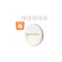 Braytron - Lot de 5 spots led mural VEKTAB1 rond blanc 3W 3000K IP65