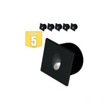 Lot de 5 Spots led muraux carré noir 3W 4000K