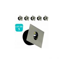 Lot de 5 Spots led muraux carré mat chrome 3W 4000K