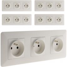 Artezo - Lot de 5 triples prises 2P+T 16A précâblée Blanc